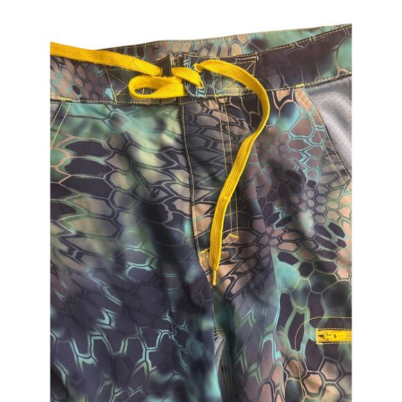 HUK Kryptek Pontus Blue Mens Small Fishing Board Shorts Swim Trunks Zip Pocket - Picture 4 of 6